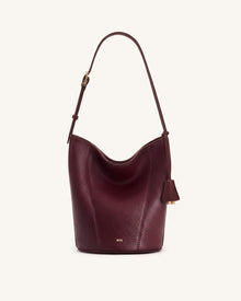 Zora Pebbled Bucket Bag - Deep Burgundy