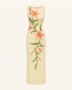 Lily Floral Print Sleeveless Column Maxi Dress - Light Yellow