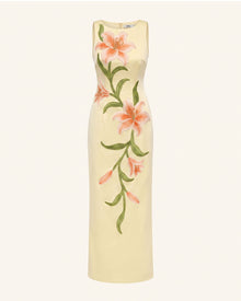 Lily Floral Print Sleeveless Column Maxi Dress - Light Yellow