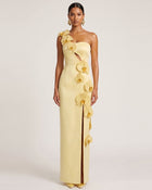Orchid Embellished Cutout Slit Maxi Dress - Light Yellow