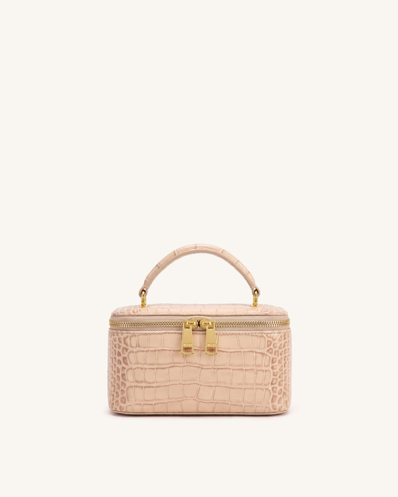 Virella Vanity Top Handle Bag - Beige Brown Croc