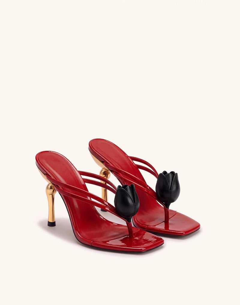 Amara 3D Tulip Heeled Sandals - Red