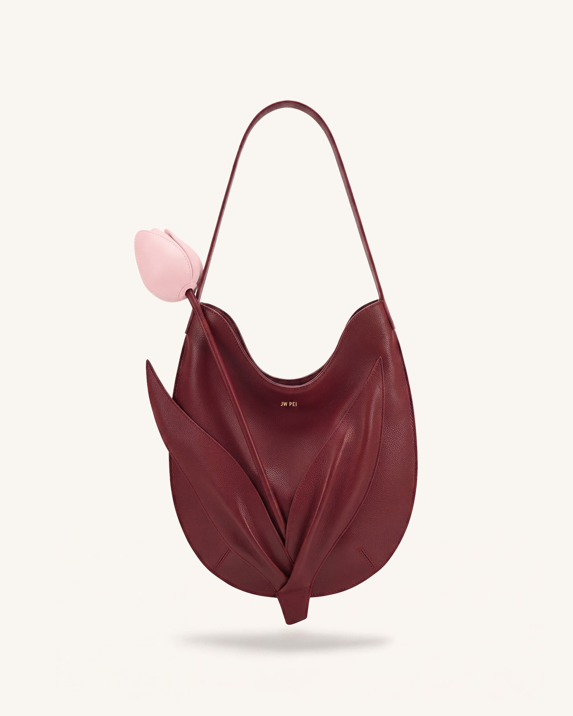 Tulip Shape Shoulder Bag -  Burgundy
