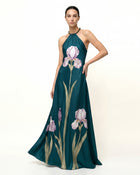 Iris Floral Print
 Halter Maxi Dress -
 Emerald