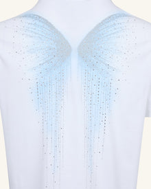 The Ethereal Crystal Blue Butterfly Back Tee - White