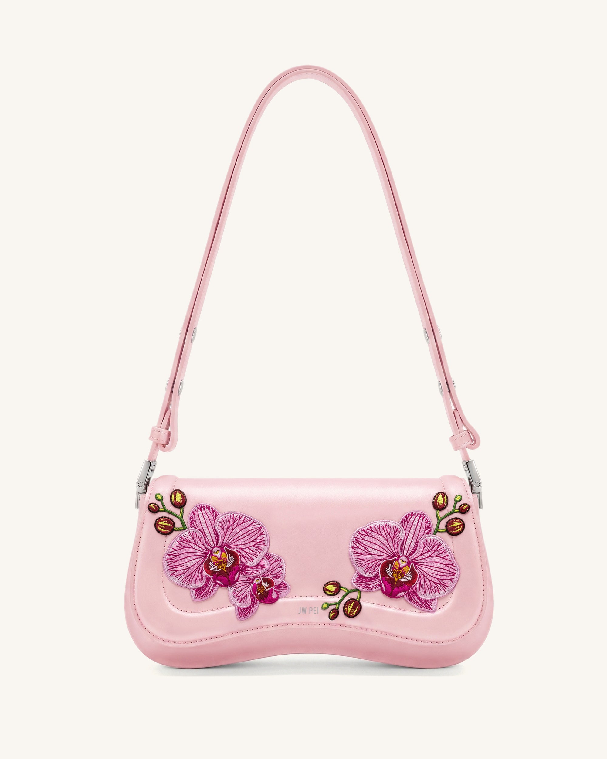 Joy Orchid Embroidered Shoulder Bag - Pink