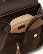 Alina Belted Satchel Bag - Dark Brown Canvas
