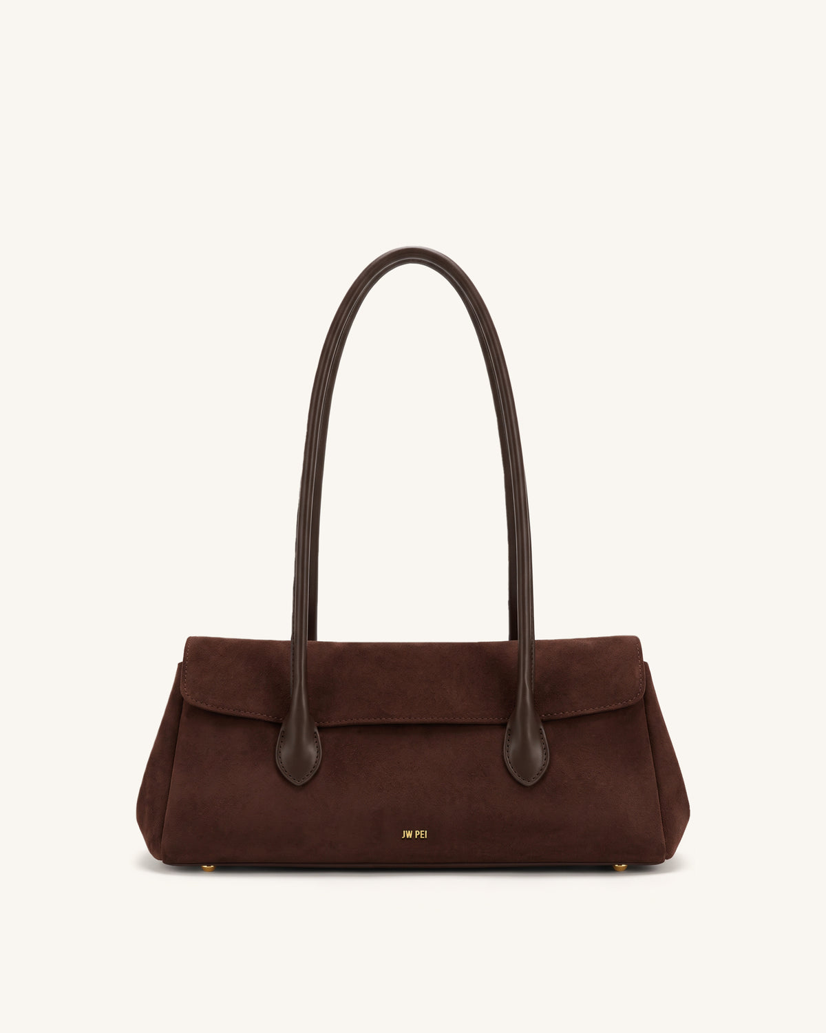 Solenne Faux Suede East-West Shoulder Bag - Dark Brown