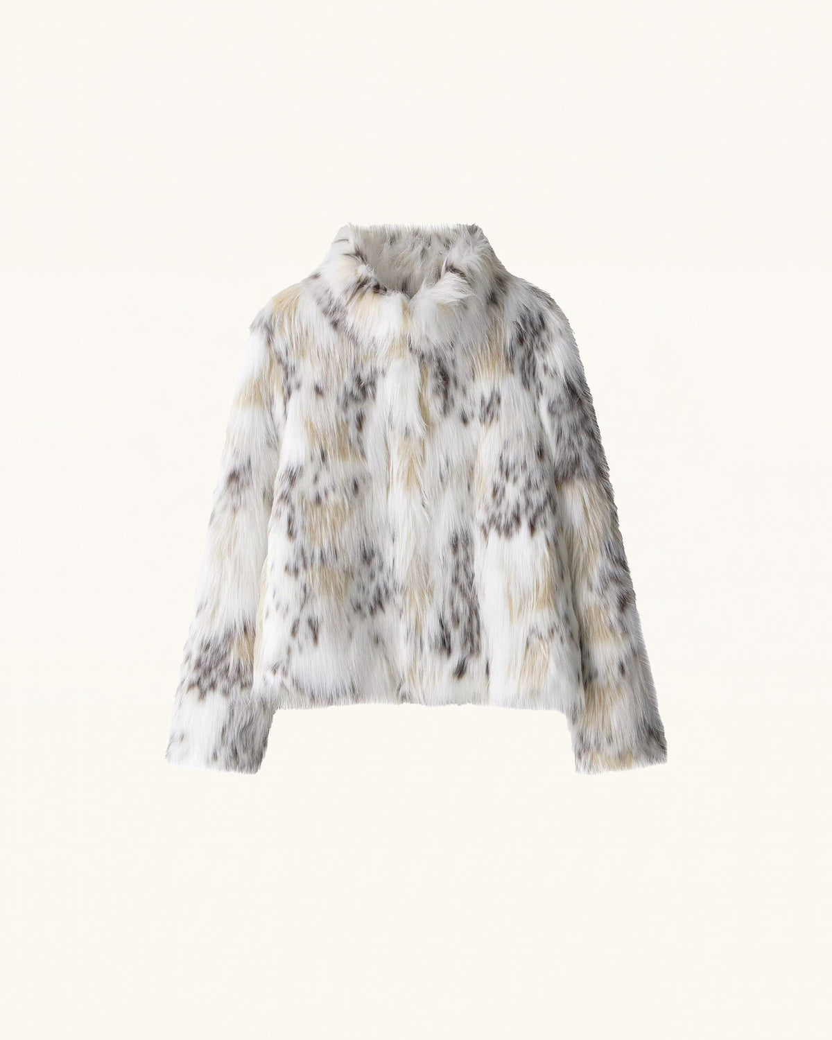 Faux Fur Jacket - White Leopard