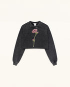 The Enchanted Rhinestone Rose Sweatshirt  - Black