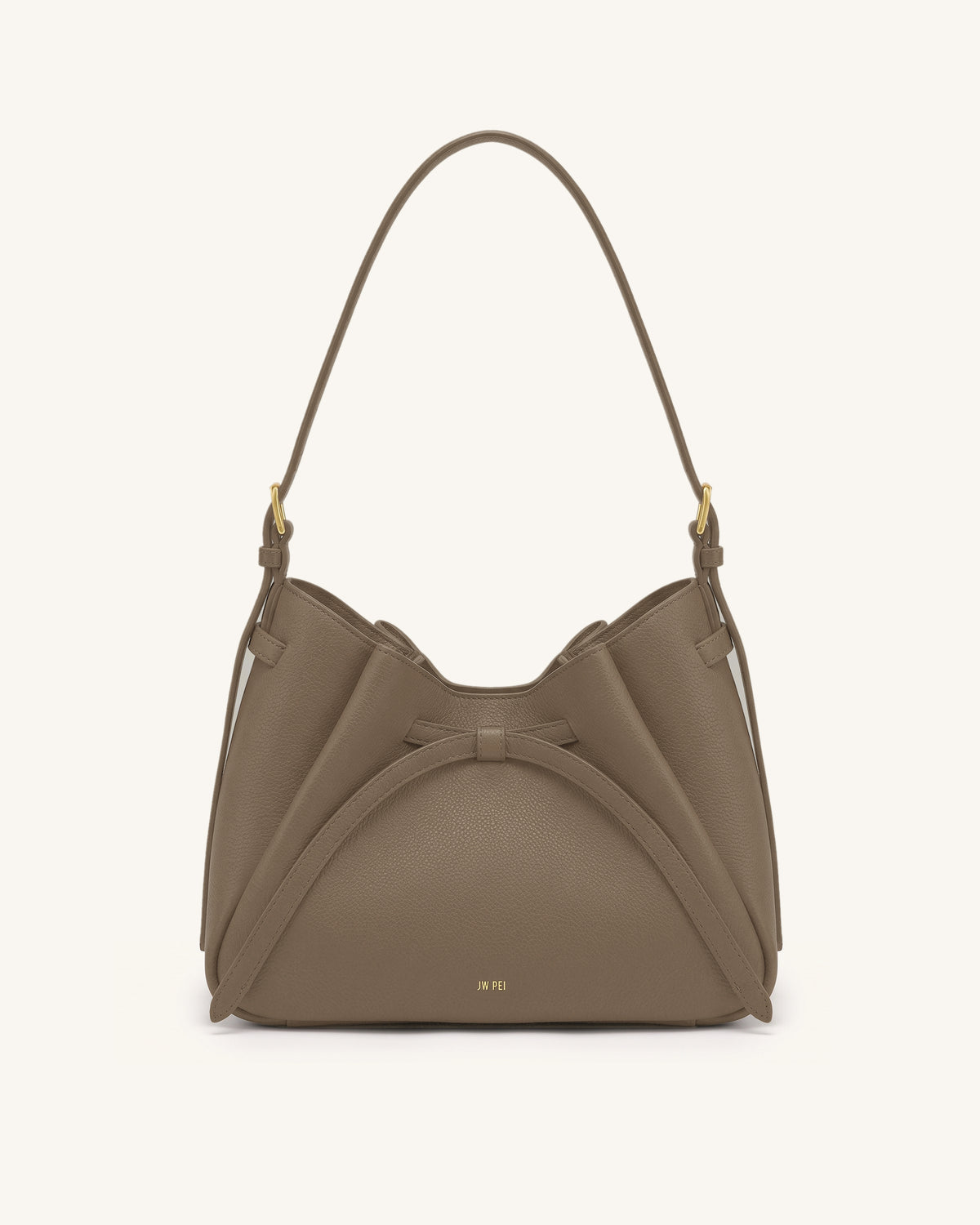 Mabel Soft Bow Shoulder Bag - Camel Gray