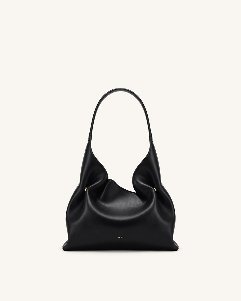 Velora Smooth Hobo Shoulder Bag - Black