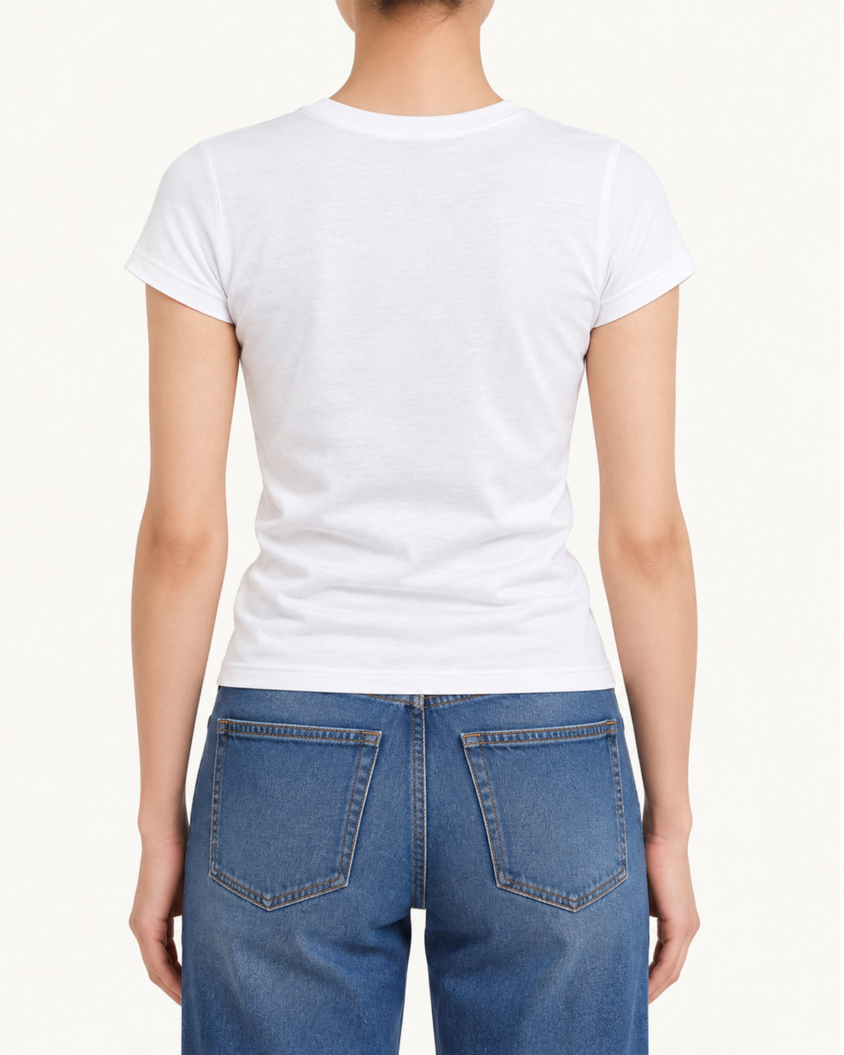 Essential Rhinestone Rose Stretch Slim Tee - Pure White