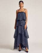 Orchid Embroidered Layered Maxi Dress - Dark Blue
