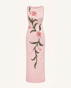 Lily Floral Print Sleeveless Column Maxi Dress - Light Pink