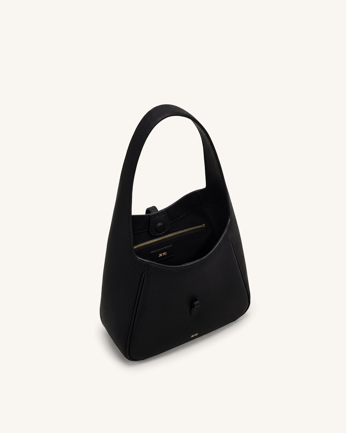 Bruna Pebbled Hobo Bag - Black