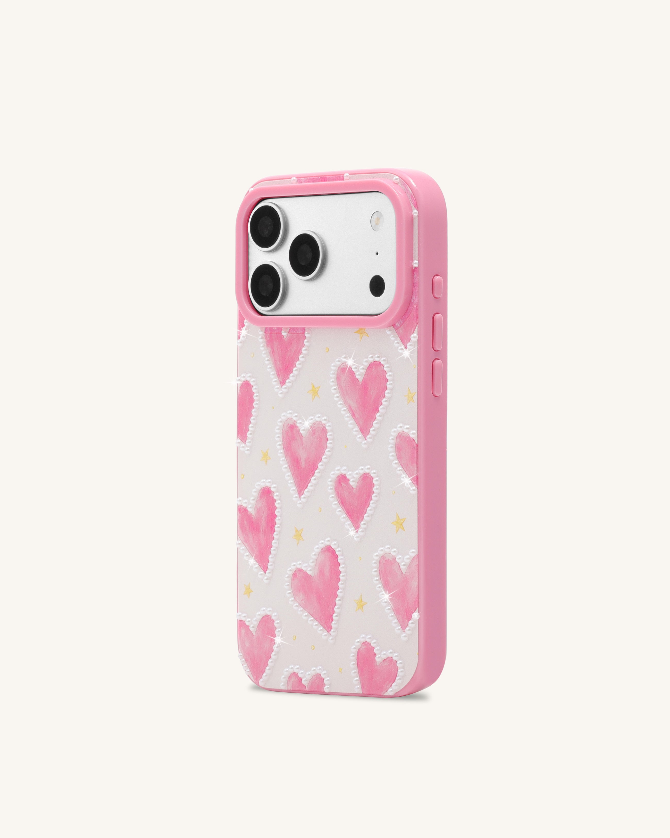 Pink Heart Pattern Phone Case - Pink