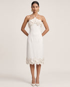 Orchid Embroidered Halter Midi Dress - White