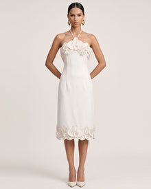 Orchid Embroidered Halter Midi Dress - White