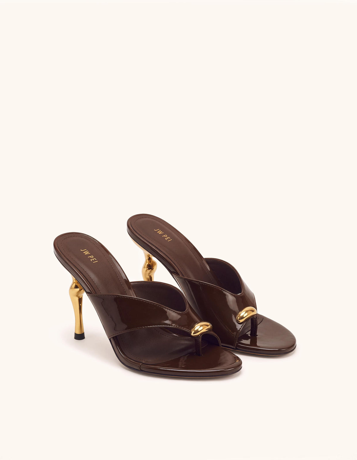 Noemi Cutout Square-Toe Metal Accent Sandals - Dark Brown