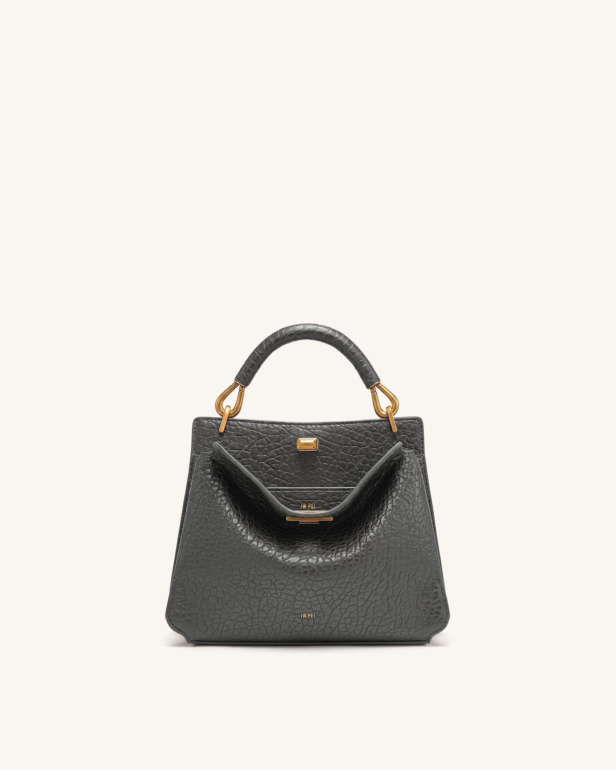 Lucia Elephant-Effect Top Handle Bag - Slate Gray