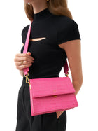 Mini Flap Bag - Rose Red Croc