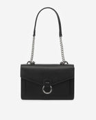 The Envelope Silver Chain Crossbody Bag - Black