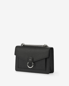 The Envelope Silver Chain Crossbody Bag - Black