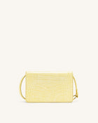Julia Chain Crossbody Bag - Light Yellow Croc