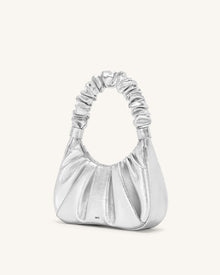 Gabbi Metallic Ruched Hobo Handbag - Silver