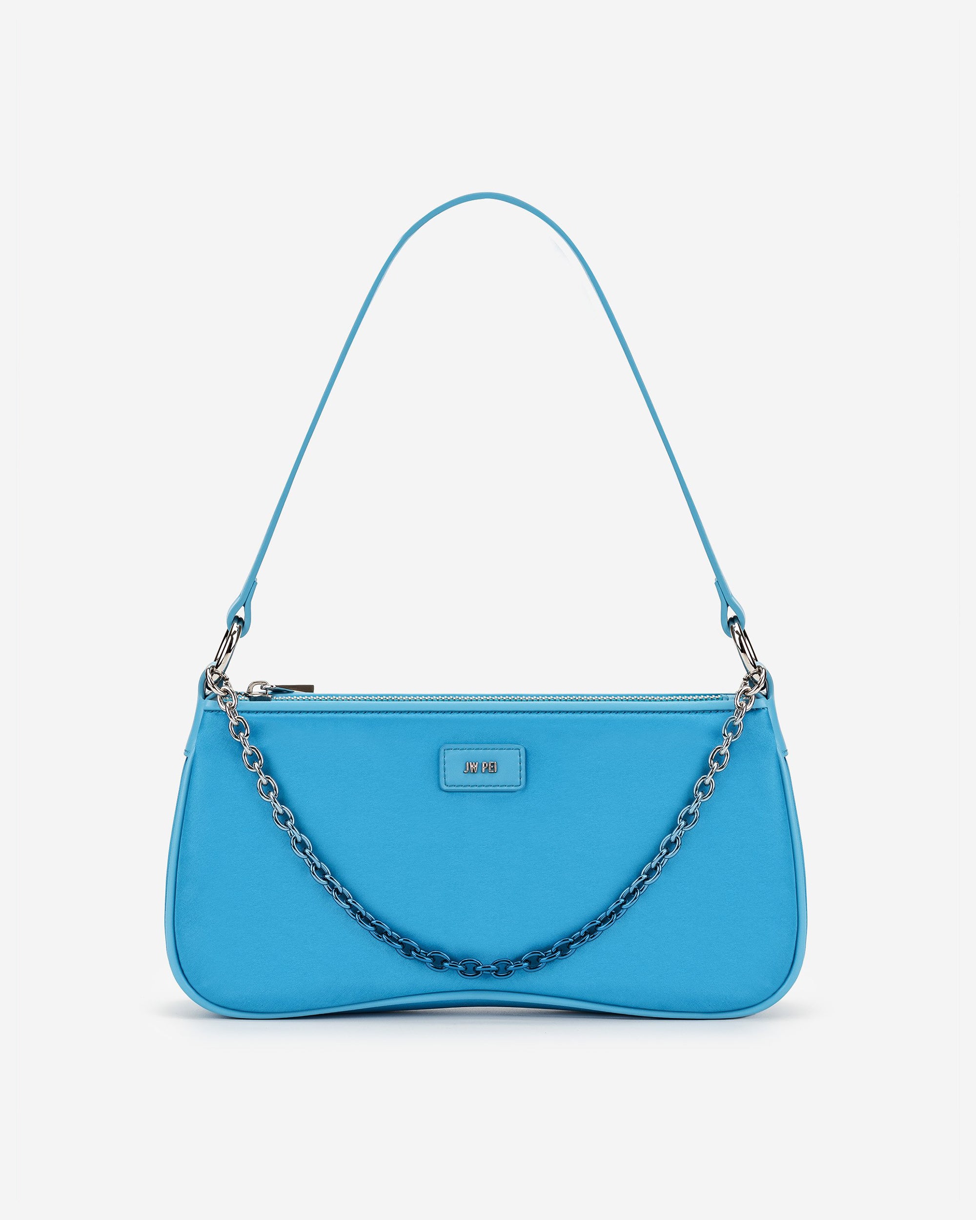 Eva Satin Gradient Chain Shoulder Bag - Lake Blue