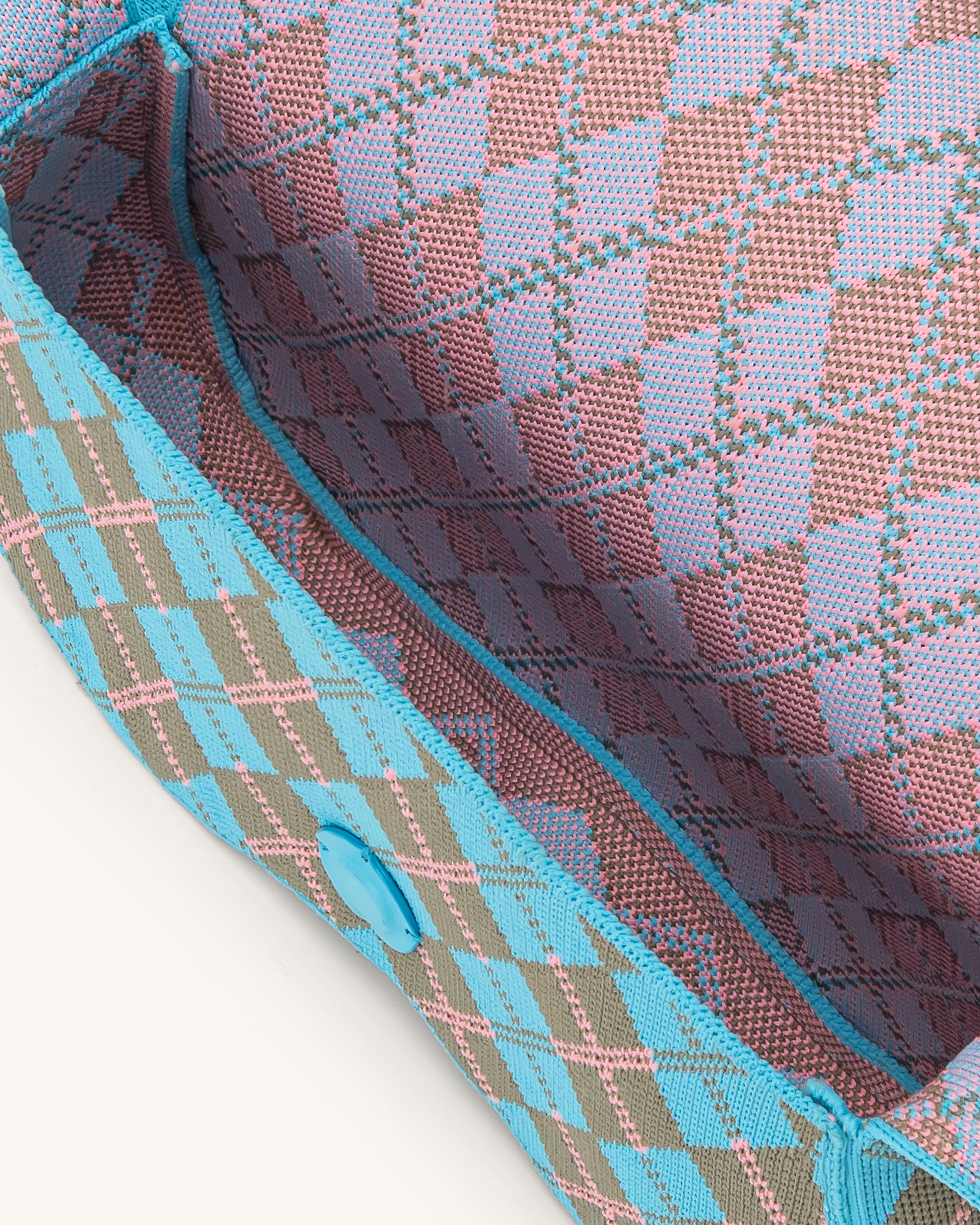 Becci Knitted Shoulder Bag - Lake Blue & Gray Green & Pink