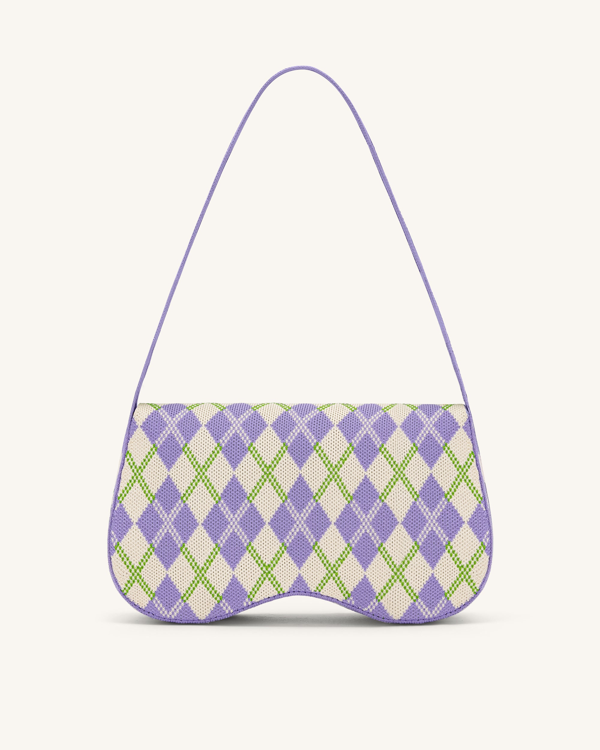 Becci Knitted Shoulder Bag - Purple & Ivory & Lime