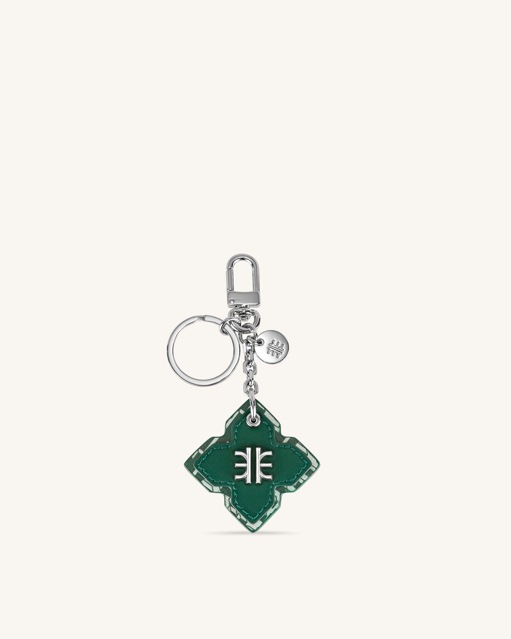 Rhombus Bag Charm And Key Holder - Dark Green