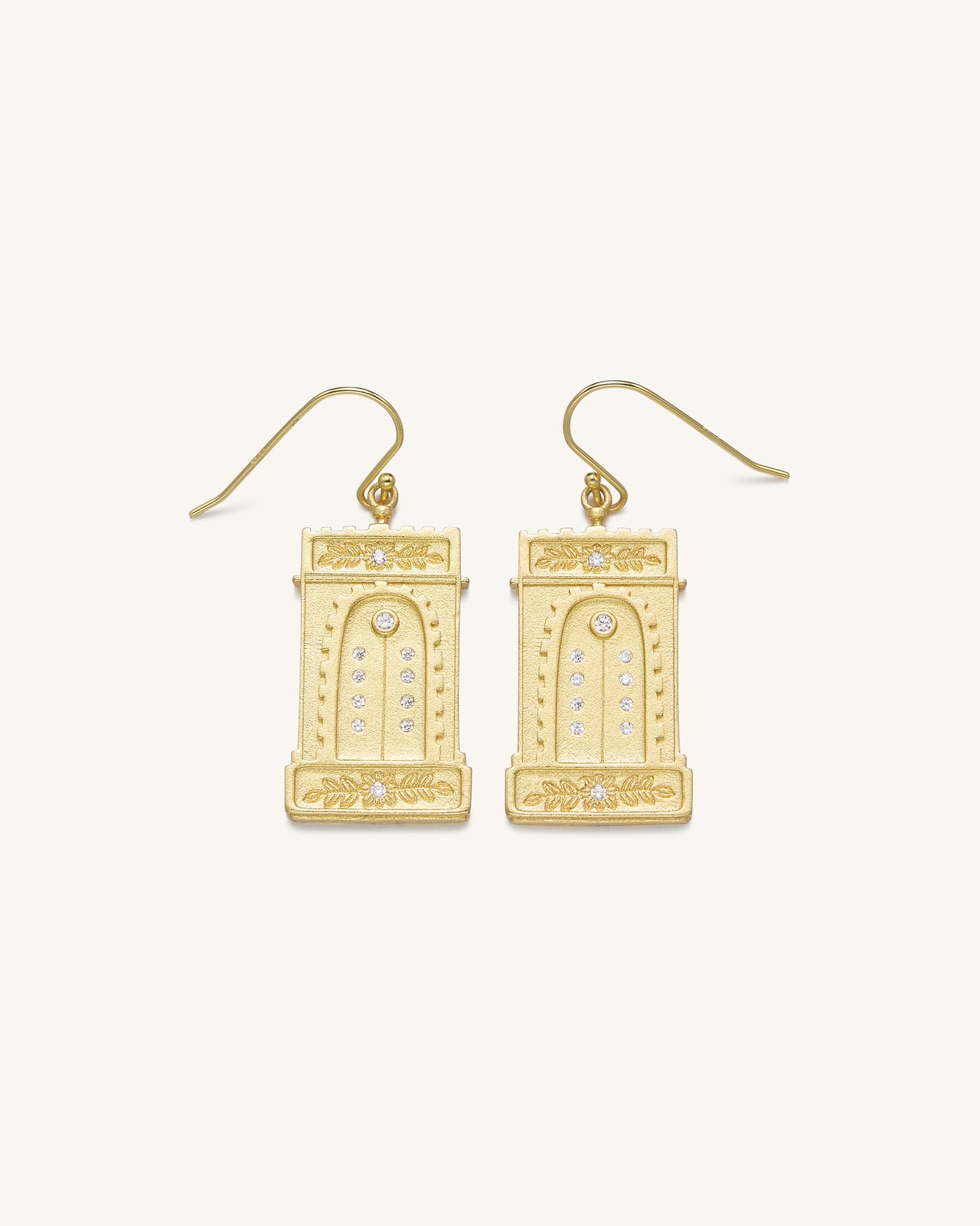 Roman Arch Earrings - 18ct Gold Plated & White Zircon