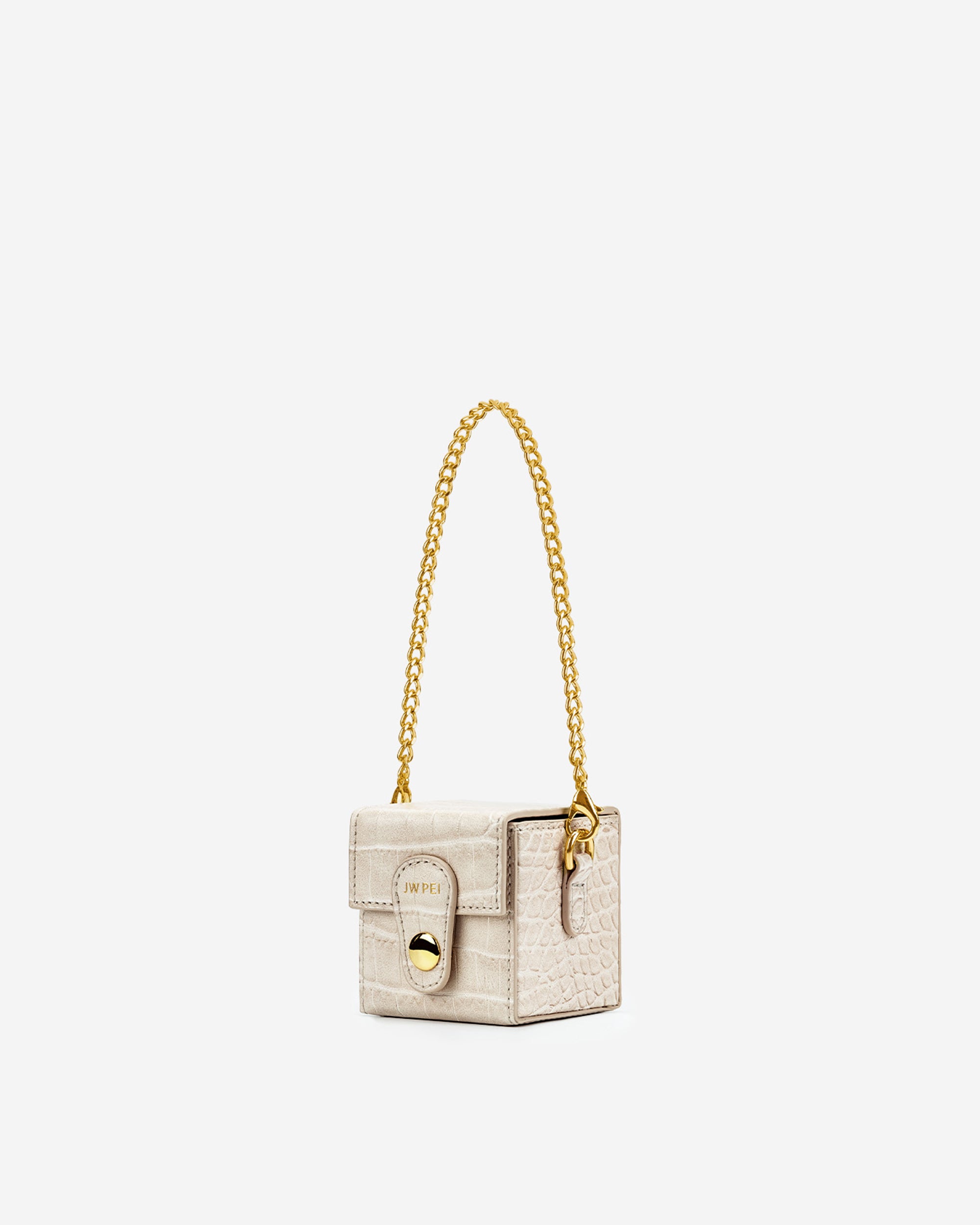 Square Mini Box - Ivory  Croc