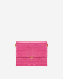 Mini Flap Bag - Rose Red Croc
