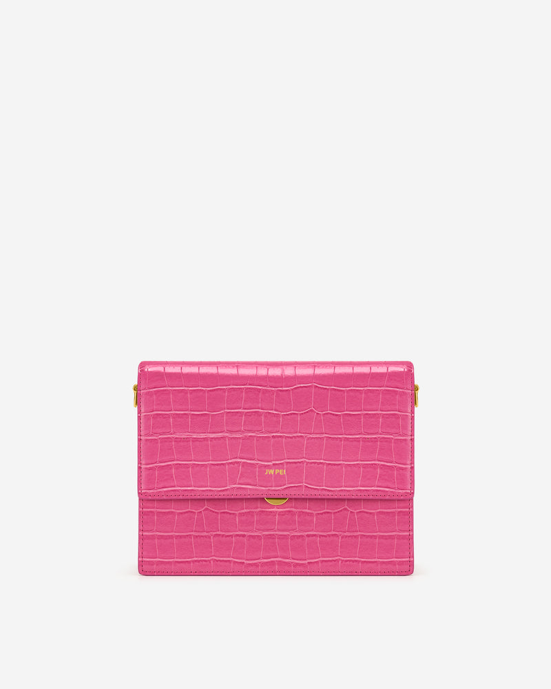 Mini Flap Bag - Rose Red Croc