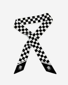 Gradient Checkerboard Faux Silk Twill Scarf - Black