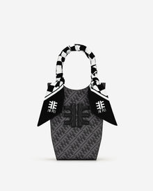 Gradient Checkerboard Faux Silk Twill Scarf - Black