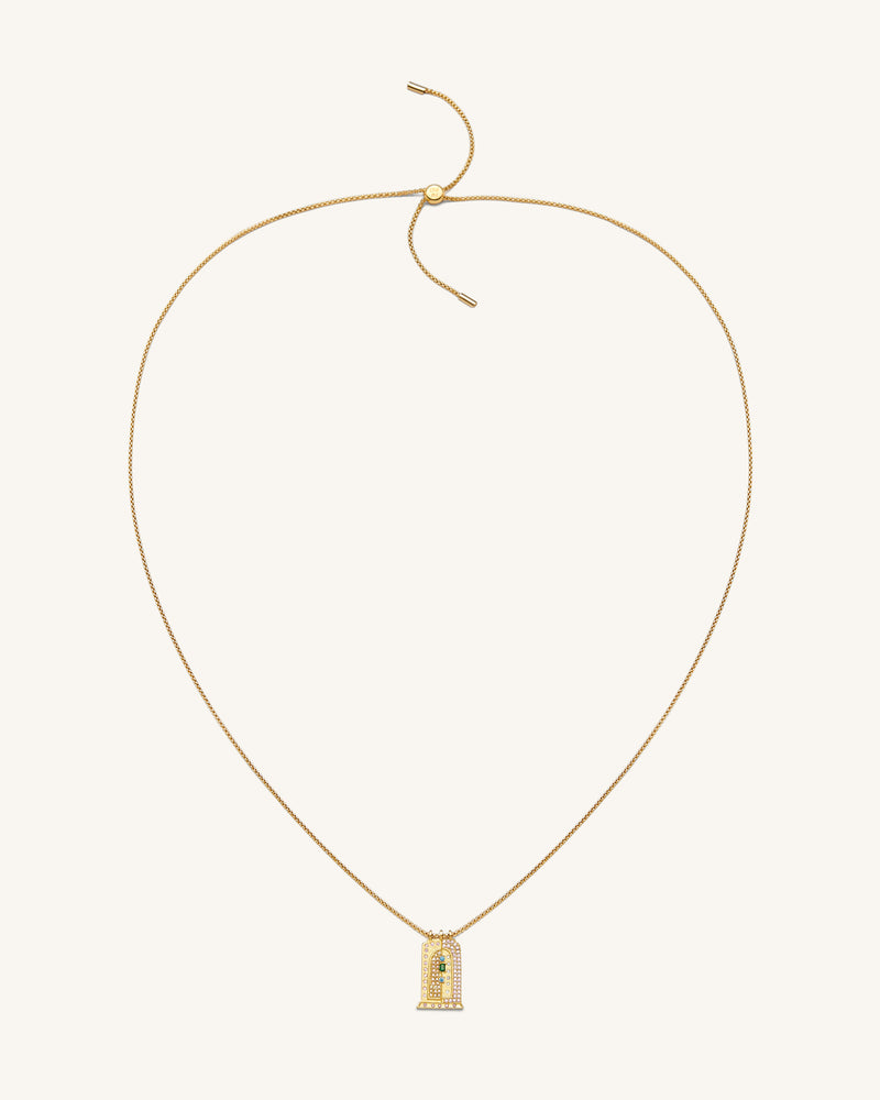Roman Small Arch Pendant Necklace - 18ct Gold Plated & Multicolor Zircon