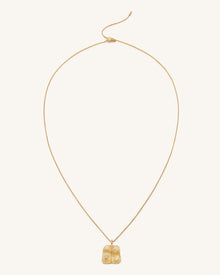 Plantain Fan Pendant Necklace - 18ct Gold Plated & White Zircon