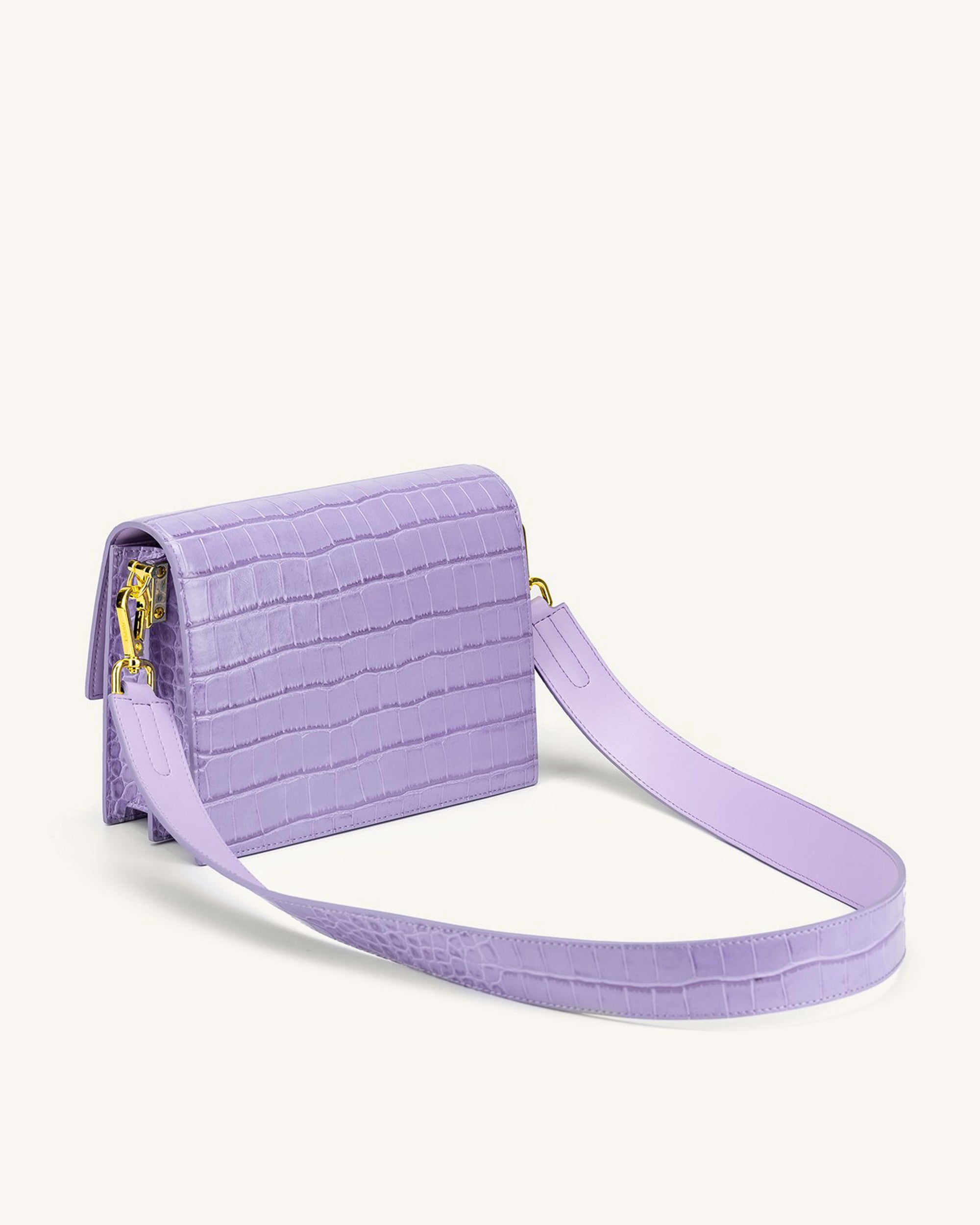 Mini Flap Crossbody - Purple Croc